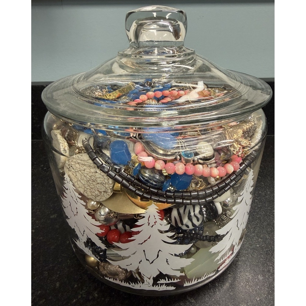 Huge Vintage Costume Jewelry Lot 8lb 11oz Wearable Mixed Jewelry Jar Collection